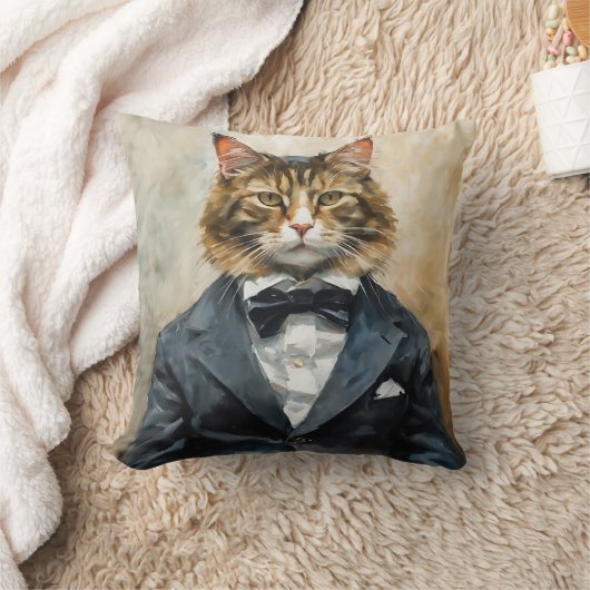 スーツを着た猫 クッション (ブランケット)