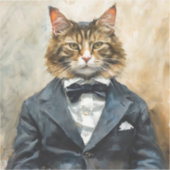 スーツを着た猫 シール (正面)