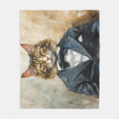 スーツを着た猫 フリースブランケット (正面)