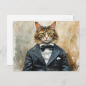 スーツを着た猫 ポストカード (正面/裏面)