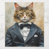 スーツを着た猫 ワインラベル (シングルラベル)