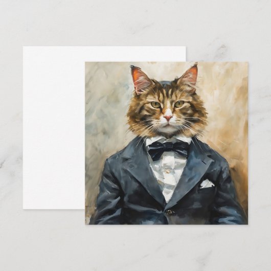 スーツを着た猫 招待状 (正面/裏面)