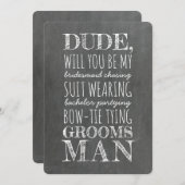 スーツを着た男の友人の面白いプロポーズ 招待状 (正面/裏面)