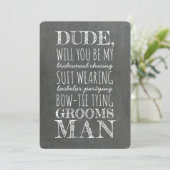 スーツを着た男の友人の面白いプロポーズ 招待状 (スタンド正面)