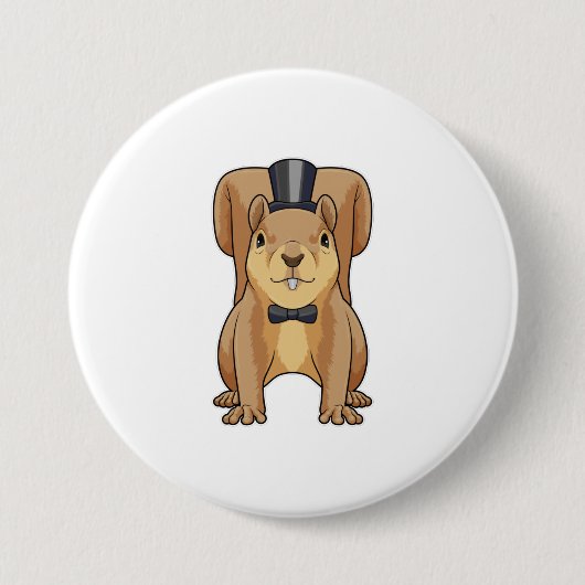 スーツを着た花婿としてのリス 缶バッジ (正面)