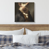 スーツを着た豚 |動物アート |スーツの中の動物 キャンバスプリント (インサイチュ (寝室))