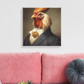 スーツを着た鶏 |動物アート |スーツの中の動物 キャンバスプリント (インサイチュ (リビング))