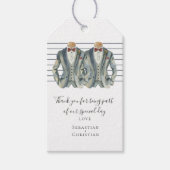 スーツを着た2つのパーソナライズされたゲイ結婚ズ ギフトタグ (正面)