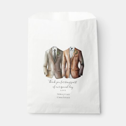スーツを着た2つのパーソナライズされたゲイ結婚ズ フェイバーバッグ (正面)