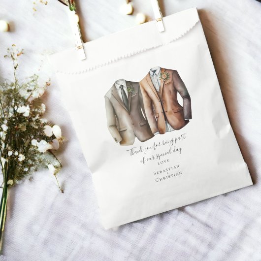 スーツを着た2つのパーソナライズされたゲイ結婚ズ フェイバーバッグ