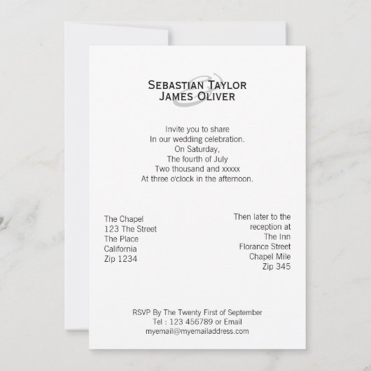 スーツを着た2つの結婚部屋 招待状 (裏面)