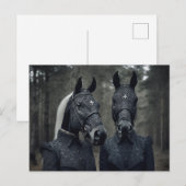 スーツを着た2頭の黒い馬AIアート ポストカード (正面/裏面)