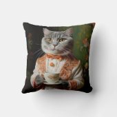 スーツを着てコーヒーを飲むブリティッシュ・ショートヘア クッション (裏面)