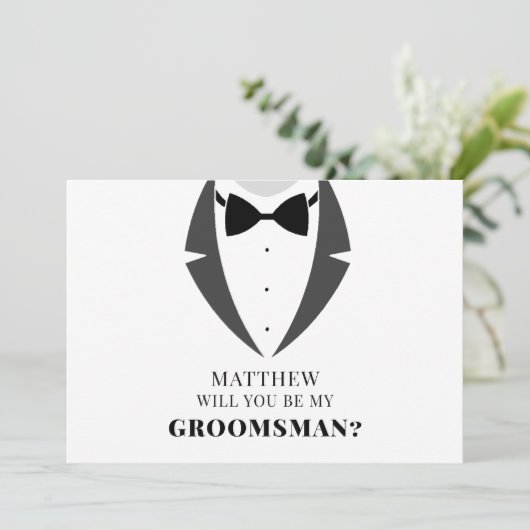 スーツを着て僕のグルームズマンになってくれませんか?という提案カード カード (スタンド正面)