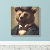 スーツを着る |動物アート |スーツの中の動物 キャンバスプリント (インサイチュ (ウッドフロア))