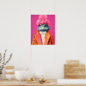 スーツを着ファンキーたトータードファッションアートピンク ポスター (キッチン)