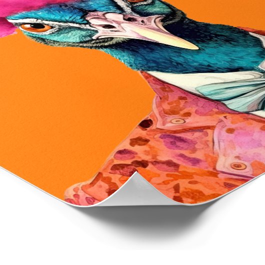 スーツを着ファンキーた孔雀ファッションアート ポスター (角)