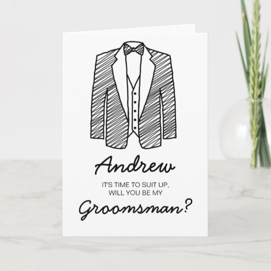 スーツアップグロムスマン花婿介添人ウェディングパ頼ーティー カード (正面)