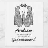 スーツアップグロムスマン花婿介添人ウェディングパ頼ーティー ワインラベル (シングルラベル)