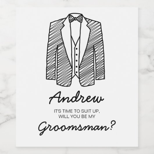 スーツアップグロムスマン花婿介添人ウェディングパ頼ーティー ワインラベル (シングルラベル)