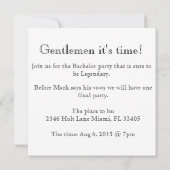 スーツアップ独身最後の夜の招待状 招待状 (裏面)