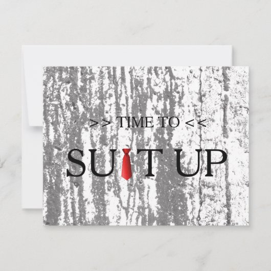 スーツアップ ブラー背景 赤いネクタイの時間 招待状 (正面)