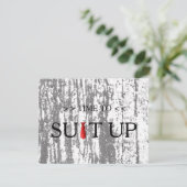 スーツアップ ブラー背景 赤いネクタイの時間 招待状 (スタンド正面)