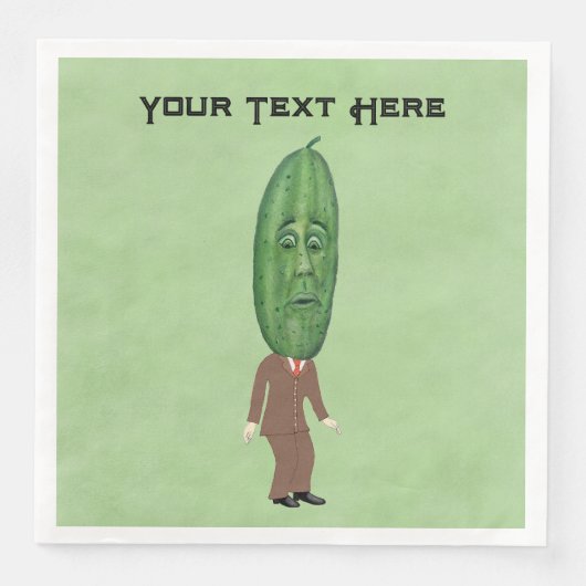 スーツクールの大きな緑色のピクルヘッドの顔付き男性 (正面)