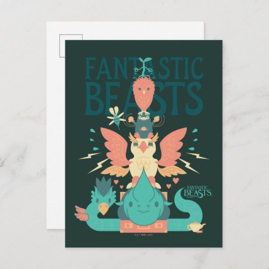 スーツケースから出てくる風変わりな獣 ポストカード (正面/裏面)