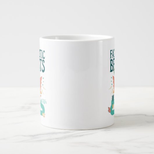 スーツケースから漫画の怪獣が登場 ジャンボコーヒーマグカップ (正面)