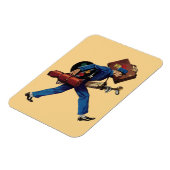 スーツケースとゴルフクラブを持つ、ユニフォームのヴィンテージのベルボーイ マグネット (左側)