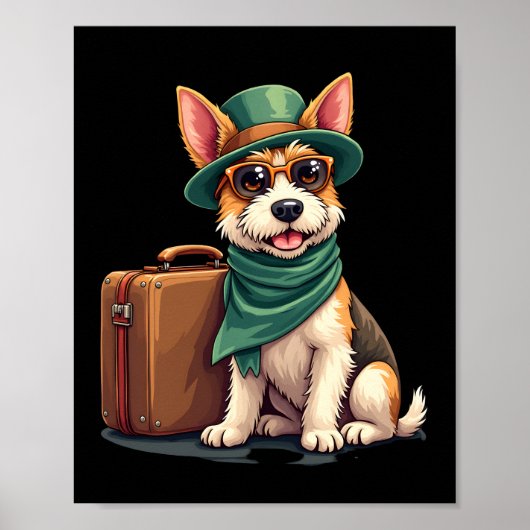 スーツケースにぴったりな楽しい旅する犬のグラフィック L ポスター (正面)