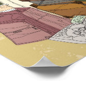 スーツケースに座っている若い女性のポートレート ポスター (角)