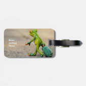 スーツケースの荷物のラベルを持つ緑カエル ラゲッジタグ (裏面横)