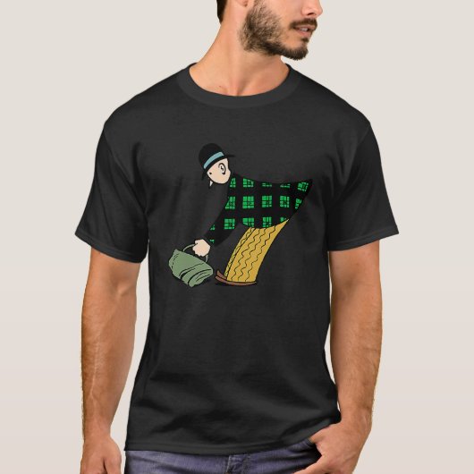 スーツケースを引っ張り上げる男 Tシャツ (正面)
