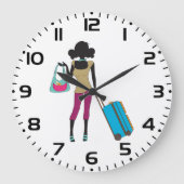 スーツケースを持った人 ラージ壁時計 (正面)