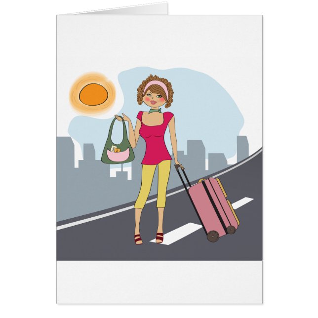 スーツケースを持つ女性 (正面)