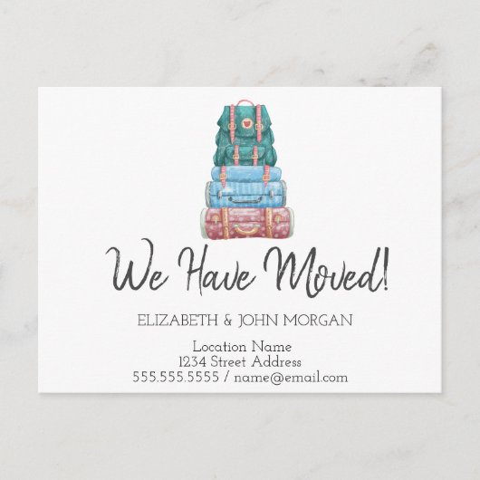 スーツケースを新しい住所に移した 案内ポストカード (正面)
