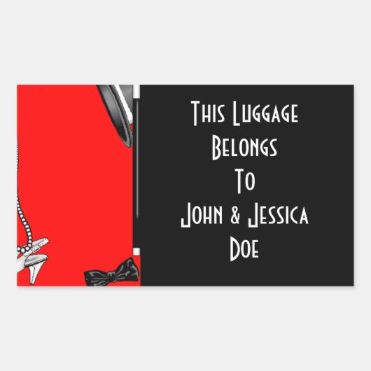 スーツケースパーソナライズされた旅行のステッカーのタグ付け 長方形シール (正面)