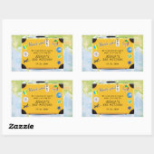 スーツケースワールドトラベルをテーマにしたバーバルミツワー 長方形シール (シート)