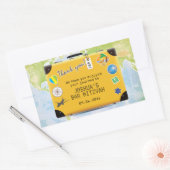 スーツケースワールドトラベルをテーマにしたバーバルミツワー 長方形シール (封筒)