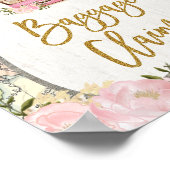 スーツケース受け取り トラベル マップ ピンク フラワーブライダルシャワー ポスター (角)