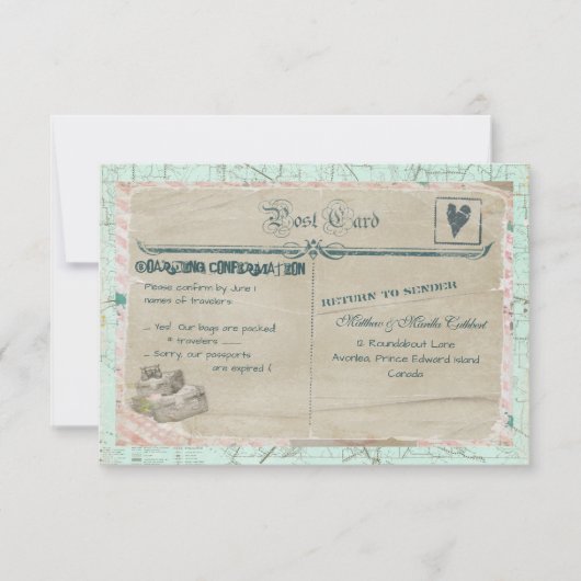 スーツケース旅行パーティーRSVPカード 出欠カード (正面)