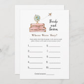 スーツケース「どこにいた」ブライダルシャワーゲーム 招待状 (正面/裏面)