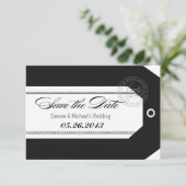 スーツケース タグ Save the Dates クラシック ブラック&ホワイト セーブザデート (スタンド正面)