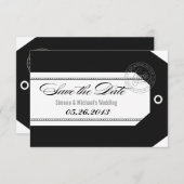 スーツケース タグ Save the Dates クラシック ブラック&ホワイト セーブザデート (正面/裏面)