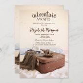 スーツケース ハット 口紅 引退パーティー 招待状 (正面/裏面)