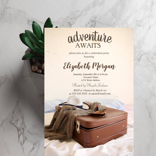 スーツケース 帽子 口紅 引退パーティー 招待状