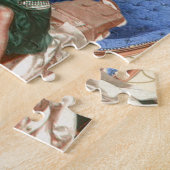 スーツケース、20年代を持つフラッパーは、芸術のコラージュ旅します ジグソーパズル (側面)