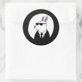 スーツスタイリッシュを着たウサギ ラウンドシール (バッグ)